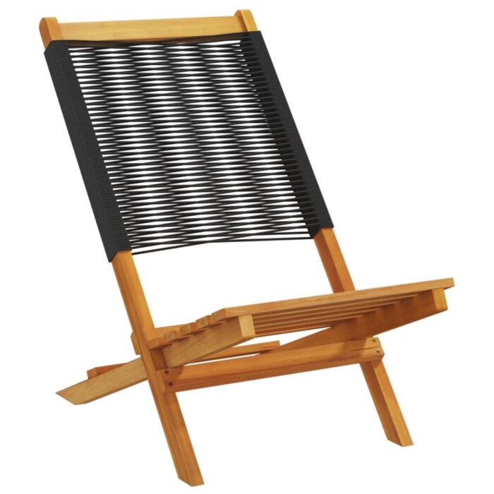 Vidaxl Folding Garden Chairs 8 Pcs Black Solid Wood Acacia