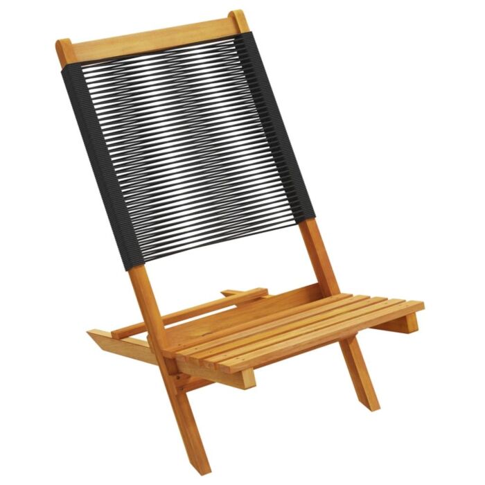 Vidaxl Folding Garden Chairs 8 Pcs Black Solid Wood Acacia