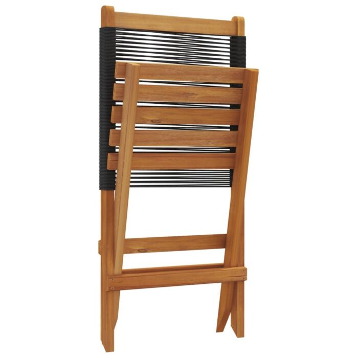 Vidaxl Folding Garden Chairs 8 Pcs Black Solid Wood Acacia