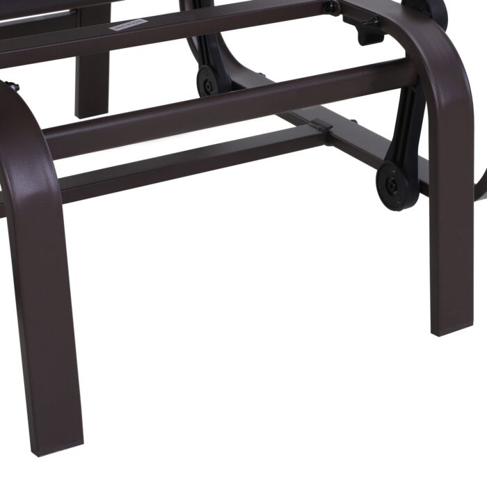 Outsunny Outdoor Gliding Rocking Chair With Sturdy Metal Frame Garden Comfortable Swing Chair, Brown