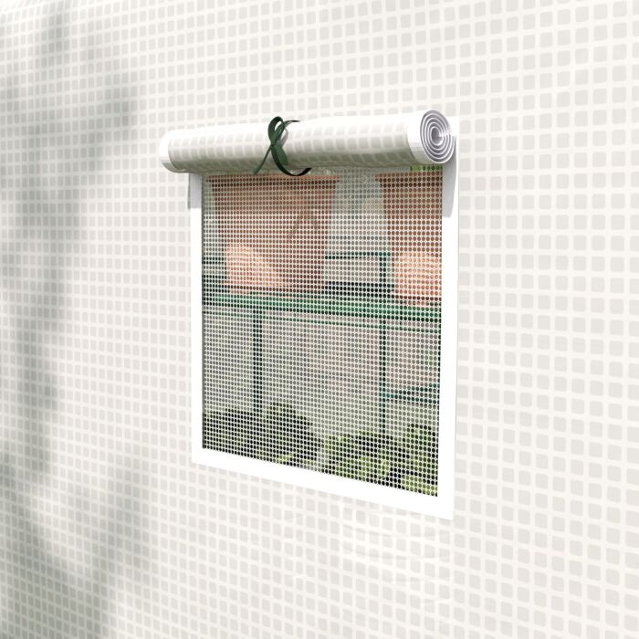 Outsunny Walk-in Greenhouse W/ 3 Tier Shelves, Green House Garden Grow House W/ Pe Cover, Roll-up Door, Mesh Windows, 140 X 213 X 190cm, White