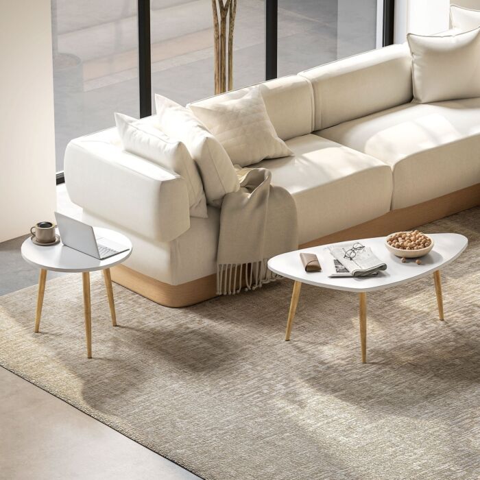 Homcom Set Of Two Scandinavian-style Coffee Tables - White