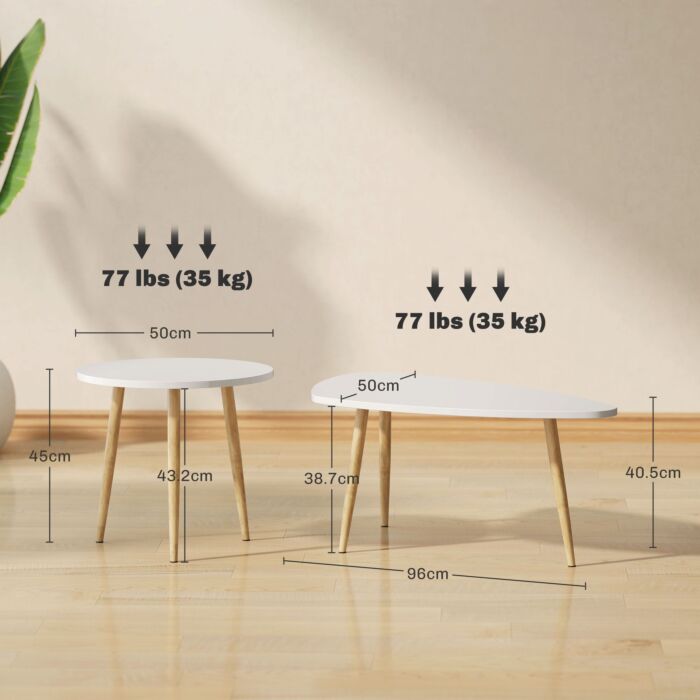 Homcom Set Of Two Scandinavian-style Coffee Tables - White