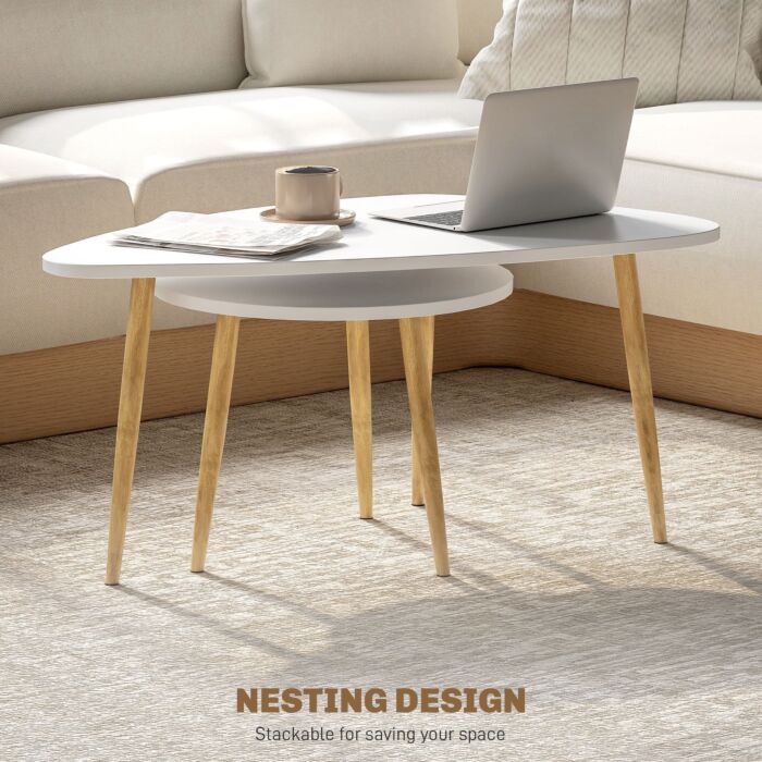 Homcom Set Of Two Scandinavian-style Coffee Tables - White