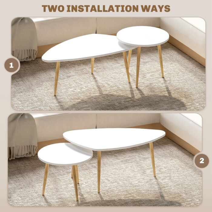 Homcom Set Of Two Scandinavian-style Coffee Tables - White