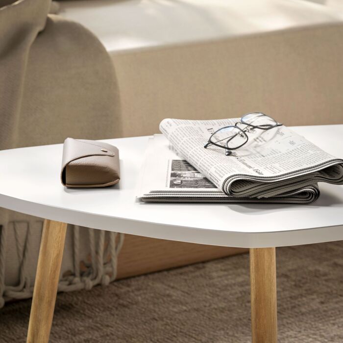 Homcom Set Of Two Scandinavian-style Coffee Tables - White