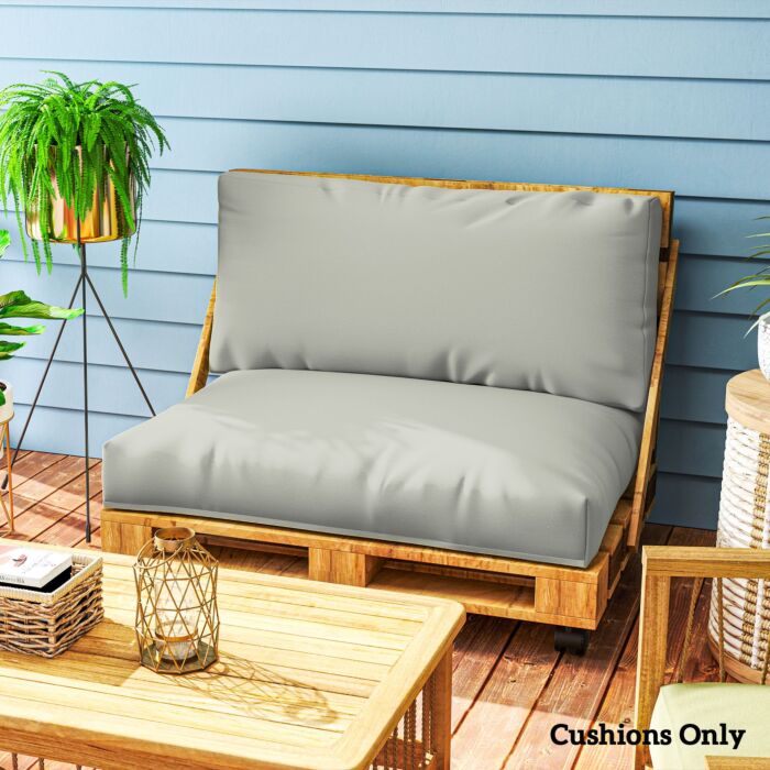 Outsunny 2 Seater Pallet Furniture Cushions Pallet Cushions, Upf20+ 220gsm Fabric, 20 Cm Thick Outdoor Seat Pads, Light Grey