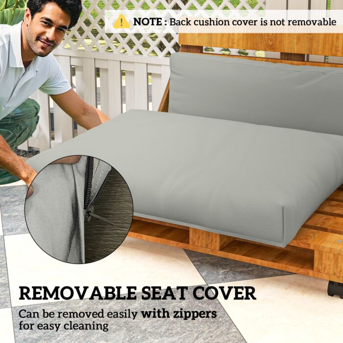 Outsunny 2 Seater Pallet Furniture Cushions Pallet Cushions, Upf20+ 220gsm Fabric, 20 Cm Thick Outdoor Seat Pads, Light Grey