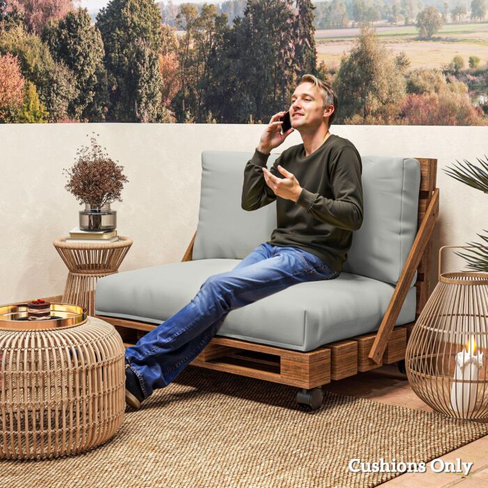 Outsunny 2 Seater Pallet Furniture Cushions Pallet Cushions, Upf20+ 220gsm Fabric, 20 Cm Thick Outdoor Seat Pads, Light Grey