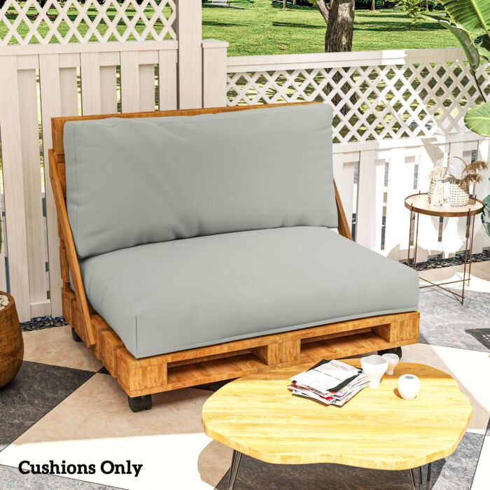 Outsunny 2 Seater Pallet Furniture Cushions Pallet Cushions, Upf20+ 220gsm Fabric, 20 Cm Thick Outdoor Seat Pads, Light Grey