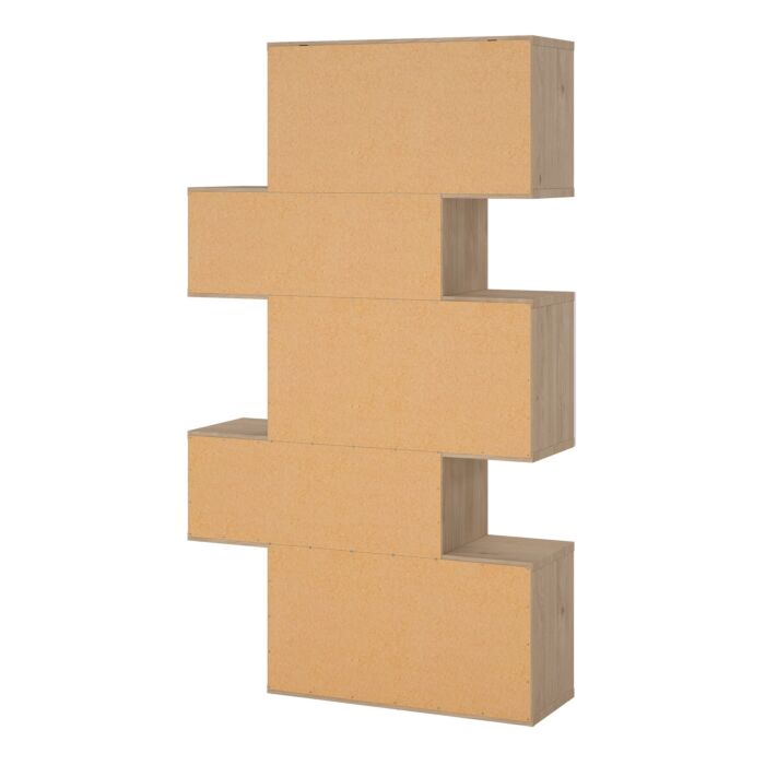Maze Asymmetrical Bookcase With 3 Doors In Jackson Hickory And White High Gloss