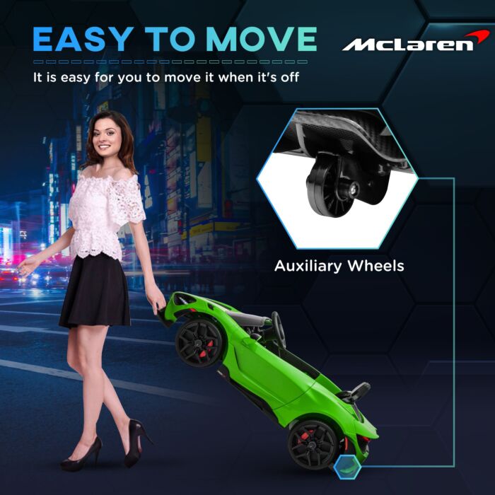 Aiyaplay Mclaren 765lt Licensed 12v Kids Electric Ride On Car With Butterfly Doors Remote Control Training Wheels Green