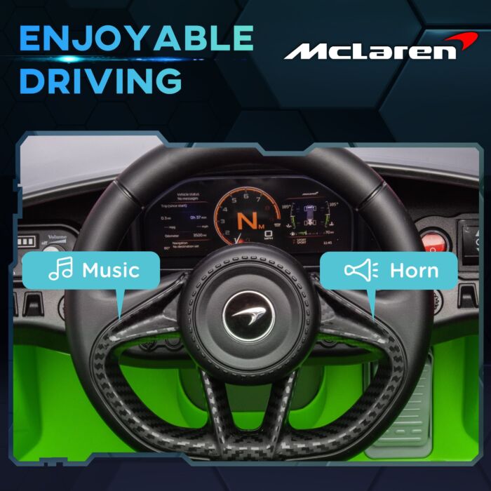 Aiyaplay Mclaren 765lt Licensed 12v Kids Electric Ride On Car With Butterfly Doors Remote Control Training Wheels Green