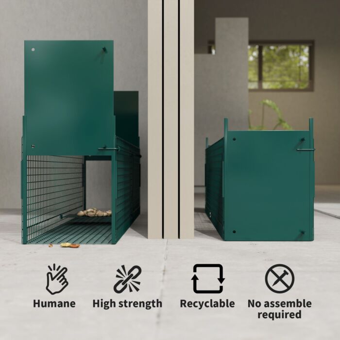 Pawhut 2-door Humane Live Trap For Small Animals, Animal Trap For Rat Mise Mink Rabbit Raccoon Gopher Squirrel, Dark Green