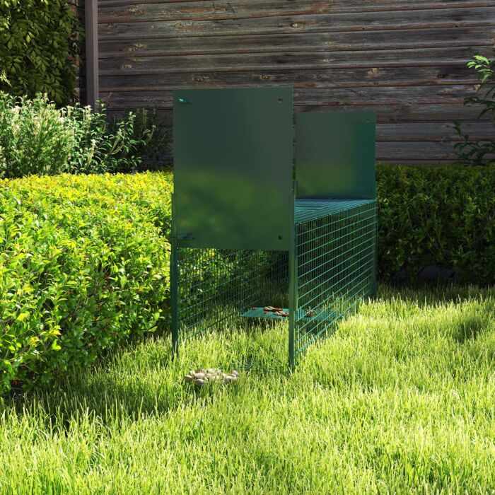 Pawhut 2-door Humane Live Trap For Small Animals, Animal Trap For Rat Mise Mink Rabbit Raccoon Gopher Squirrel, Dark Green