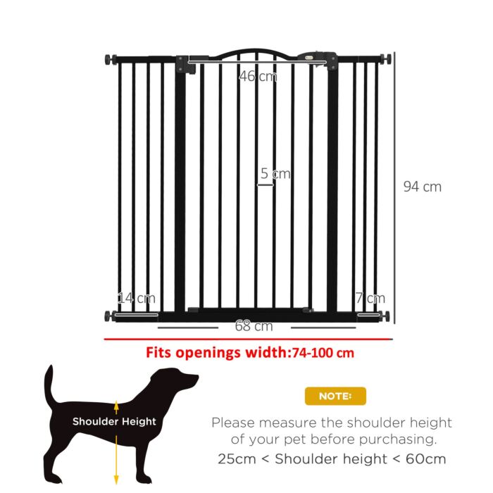 Pawhut Metal Pet Safety Gate Dog Gate Folding Fence, Black