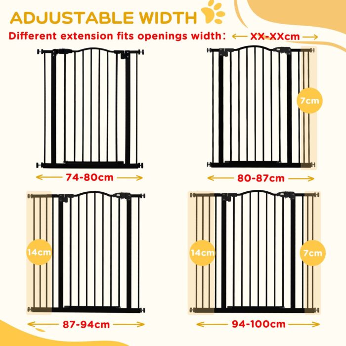 Pawhut Metal Pet Safety Gate Dog Gate Folding Fence, Black
