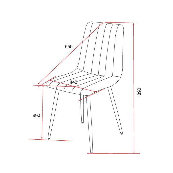 Aspen Straight Stitch Grey Dining Chair, Black Tapered Legs (pair)