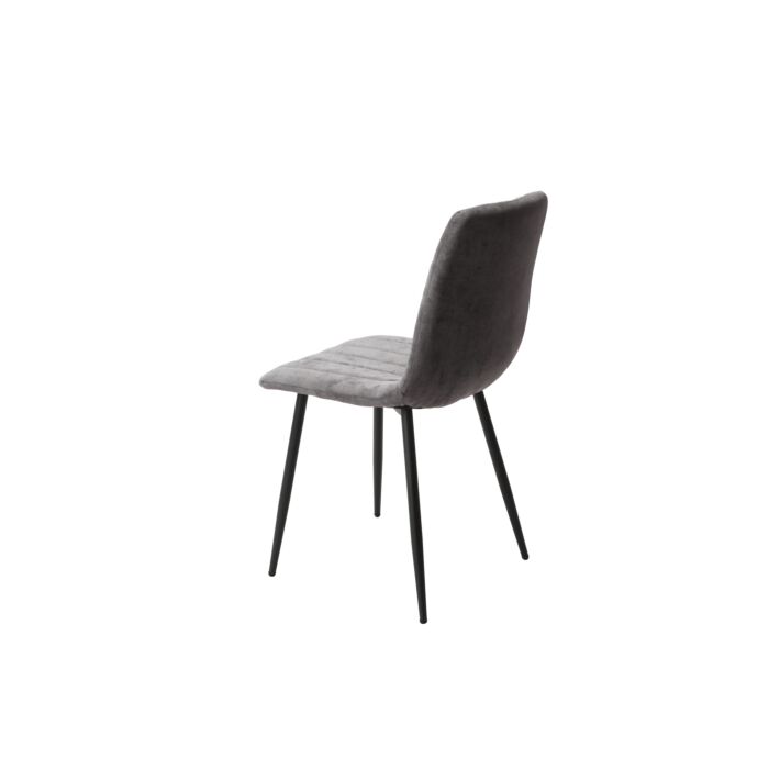 Aspen Straight Stitch Grey Dining Chair, Black Tapered Legs (pair)