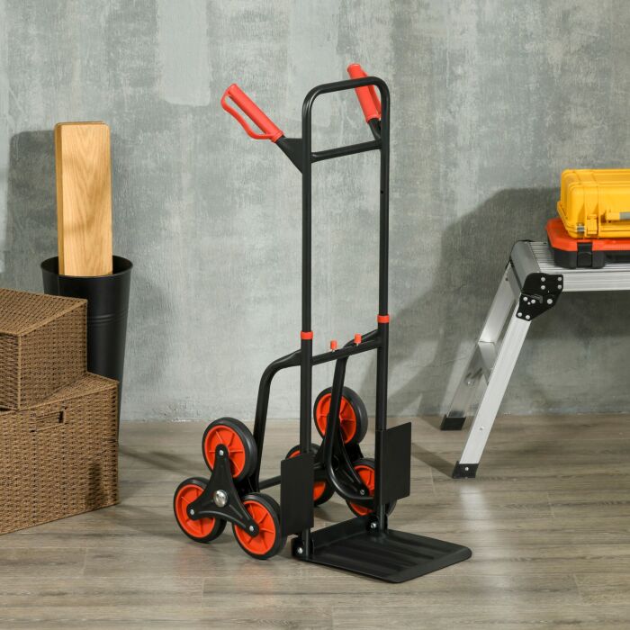 Durhand Steel Climbing Handling Trolley W/hand Trucks 6-wheels Load Cart 150kg