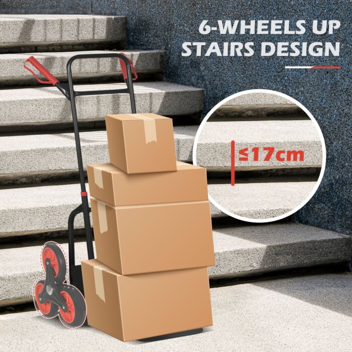Durhand Steel Climbing Handling Trolley W/hand Trucks 6-wheels Load Cart 150kg