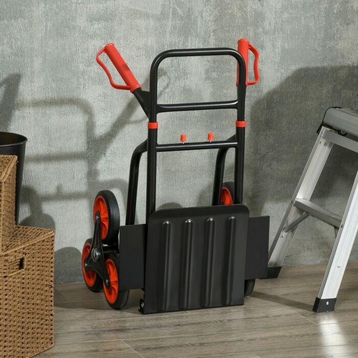Durhand Steel Climbing Handling Trolley W/hand Trucks 6-wheels Load Cart 150kg