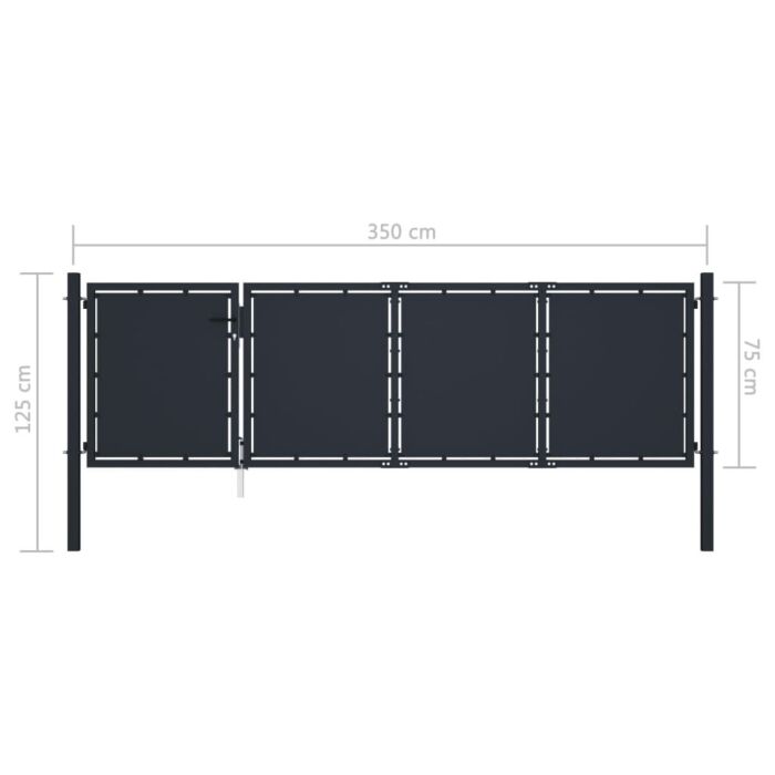 Vidaxl Garden Gate Steel 350x75 Cm Anthracite