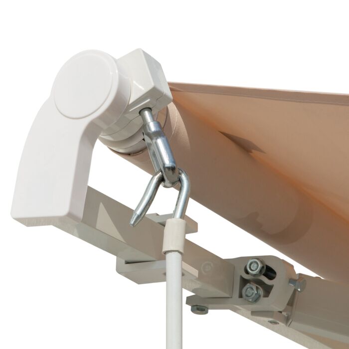 Outsunny 4x2.5m Retractable Manual Awning Window Door Sun Shade Canopy With Fittings And Crank Handle Beige