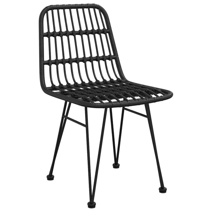 Vidaxl 5 Piece Garden Dining Set Black Poly Rattan