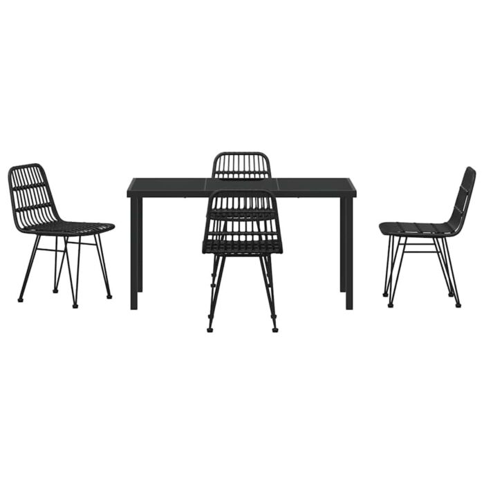 Vidaxl 5 Piece Garden Dining Set Black Poly Rattan
