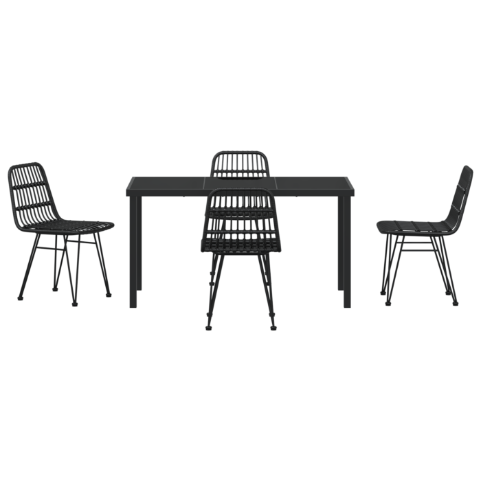 Vidaxl 5 Piece Garden Dining Set Black Poly Rattan