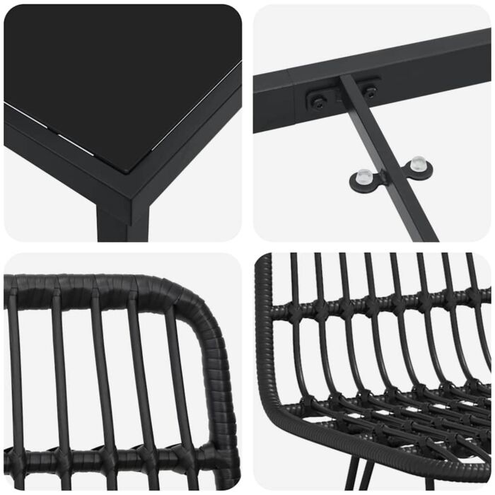 Vidaxl 5 Piece Garden Dining Set Black Poly Rattan