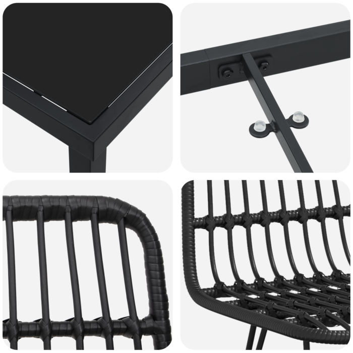 Vidaxl 5 Piece Garden Dining Set Black Poly Rattan