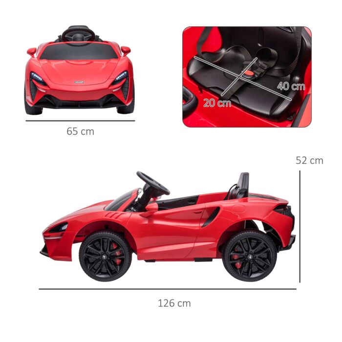 Homcom Mclaren Licensed Kids Electric Ride On Car With Butterfly Doors, 12v Powered Electric Car With Remote Control, Horn, Headlights, Mp3