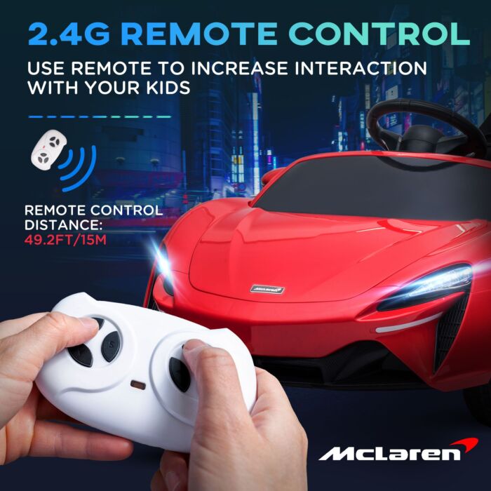 Homcom Mclaren Licensed Kids Electric Ride On Car With Butterfly Doors, 12v Powered Electric Car With Remote Control, Horn, Headlights, Mp3