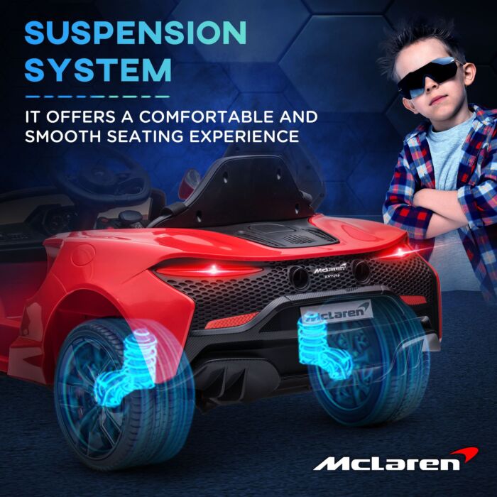 Homcom Mclaren Licensed Kids Electric Ride On Car With Butterfly Doors, 12v Powered Electric Car With Remote Control, Horn, Headlights, Mp3