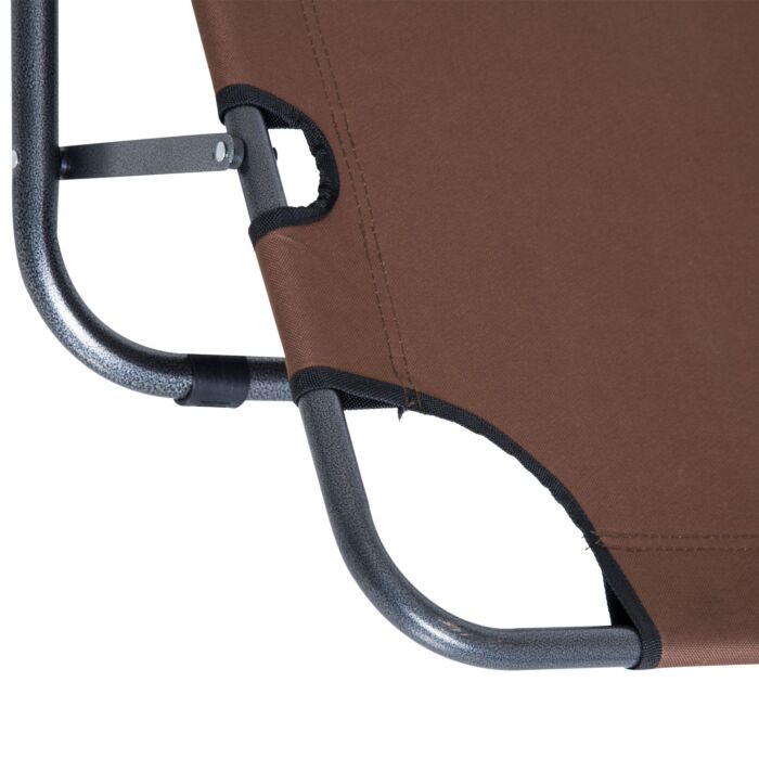 Outsunny 2 In 1 Sun Lounger Folding Reclining Chair Garden Outdoor Camping Adjustable Back With Pillow (brown)