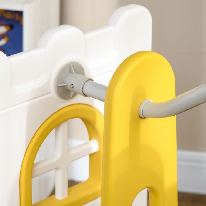 Aiyaplay 6-in-1 Swing And Slide Set, Kids Playground With Basketball Hoop, Telescope, Storage Space - Yellow