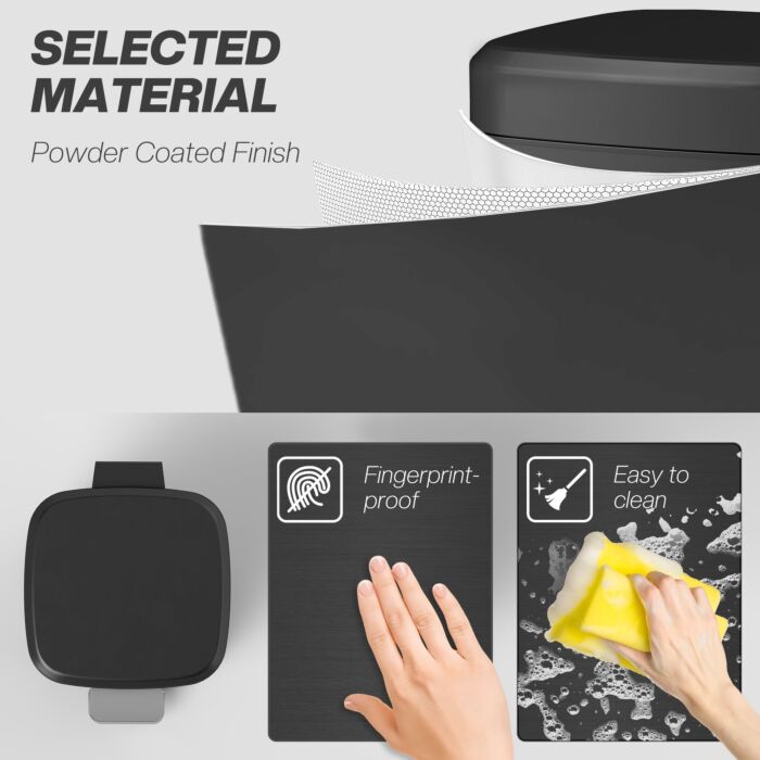 Homcom 20l Modern Boxy Metal Home Kitchen Bin - Black