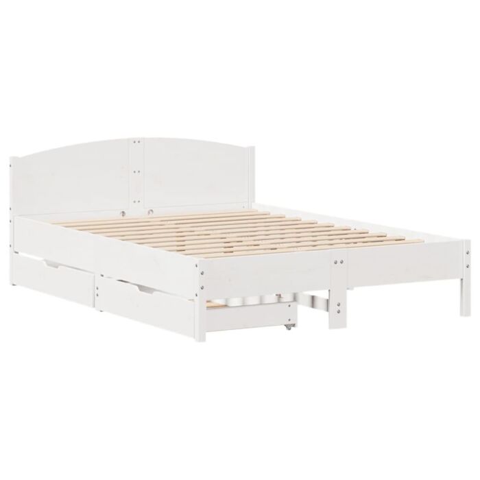 Vidaxl Bed Frame Without Mattress White 135x190 Cm Double Solid Wood Pine