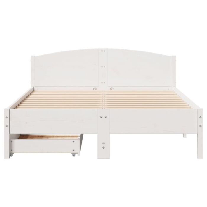 Vidaxl Bed Frame Without Mattress White 135x190 Cm Double Solid Wood Pine