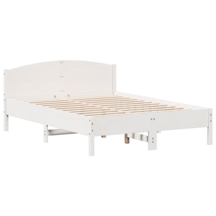 Vidaxl Bed Frame Without Mattress White 135x190 Cm Double Solid Wood Pine