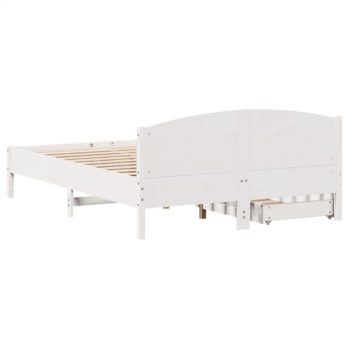 Vidaxl Bed Frame Without Mattress White 135x190 Cm Double Solid Wood Pine