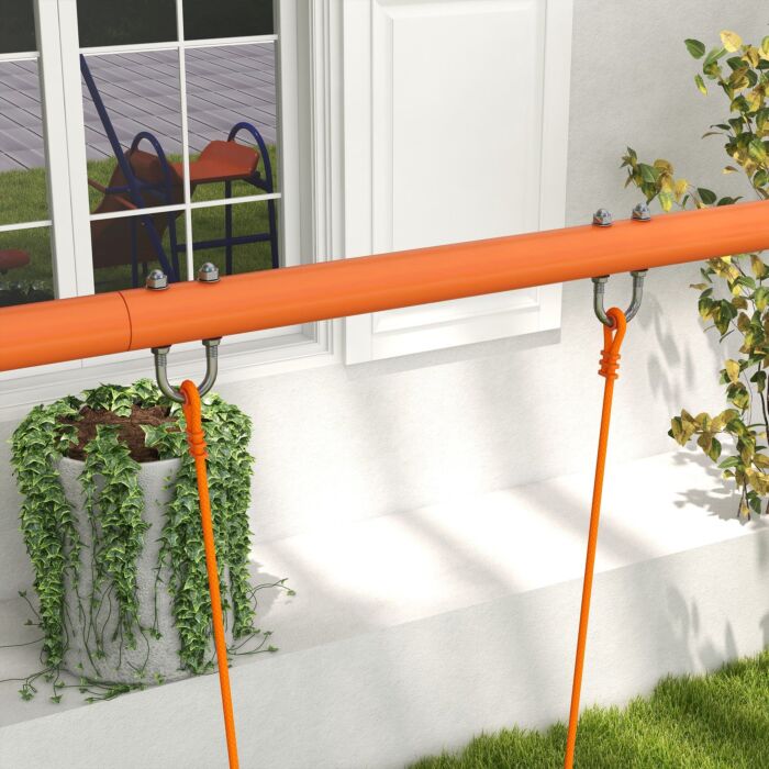Outsunny 4 In 1 Metal Garden Swing Set With Double Swings Glider Slide Ladder Orange