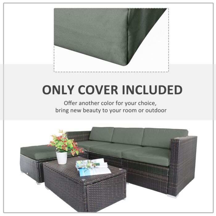 Outsunny Rattan Garden Wicker Patio Furniture Cushion Cover Sofa Cover Replacement - Cover Only, Grey