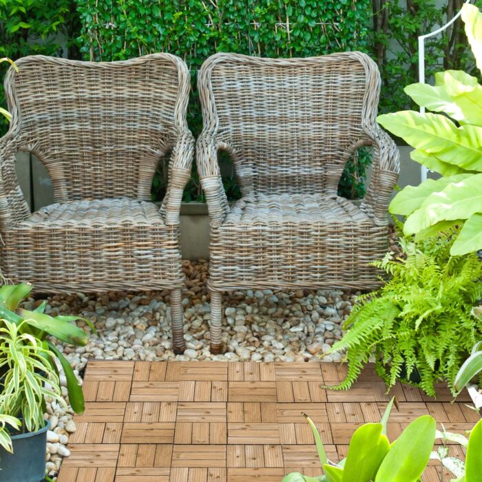Outsunny 27 Pcs Wooden Interlocking Decking Tiles, Outdoor Flooring Tiles, Balcony Terrace Hot Tub 30 X 30 Cm Per Piece 2.5㎡ Per Pack Brown