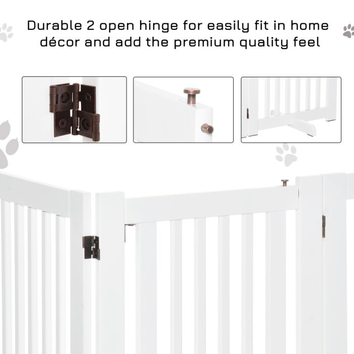 Pawhutpet Gates Mdf Freestanding Expandable Dog Gate Wood Doorway Pet Barrier Fence W/ Latched Door White