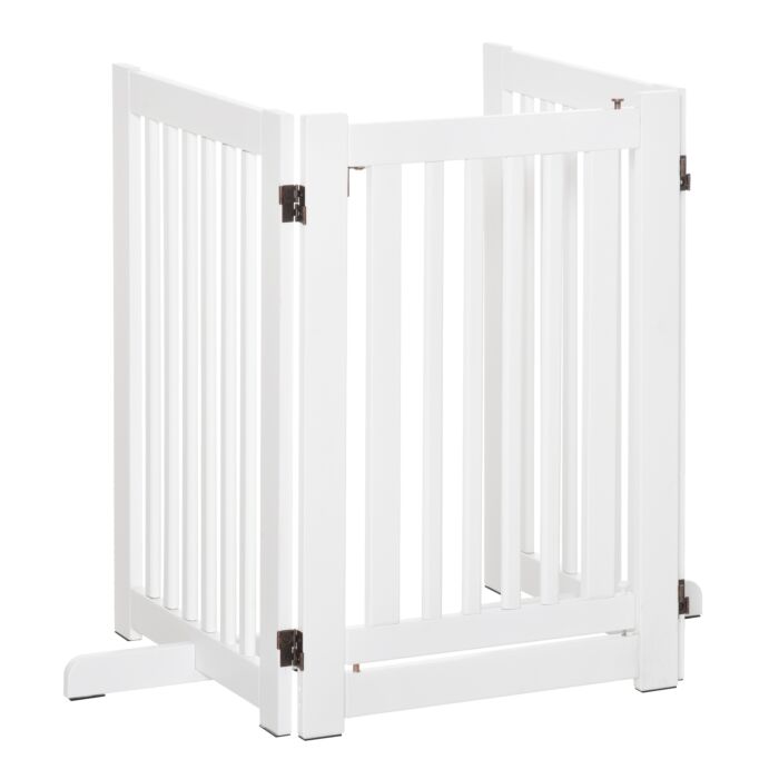 Pawhutpet Gates Mdf Freestanding Expandable Dog Gate Wood Doorway Pet Barrier Fence W/ Latched Door White