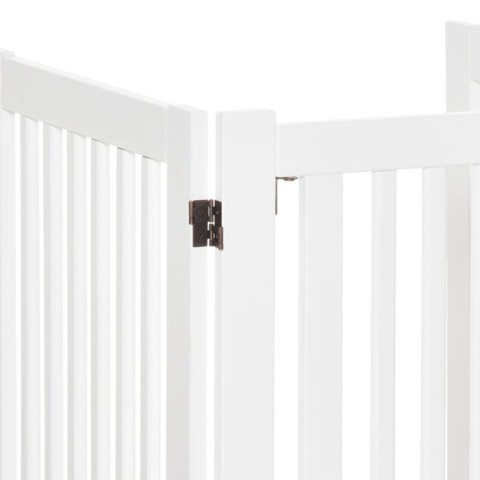 Pawhutpet Gates Mdf Freestanding Expandable Dog Gate Wood Doorway Pet Barrier Fence W/ Latched Door White