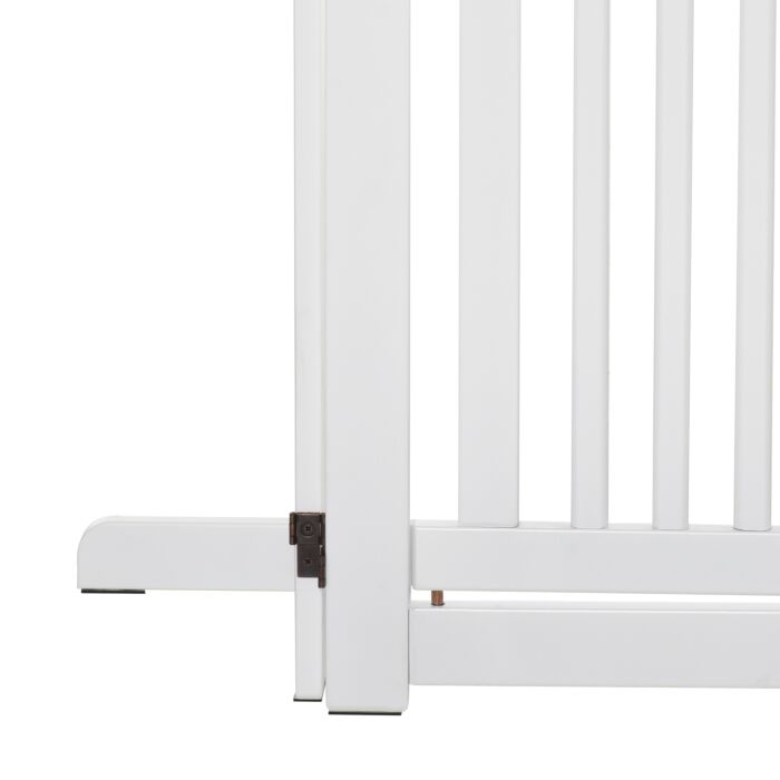 Pawhutpet Gates Mdf Freestanding Expandable Dog Gate Wood Doorway Pet Barrier Fence W/ Latched Door White